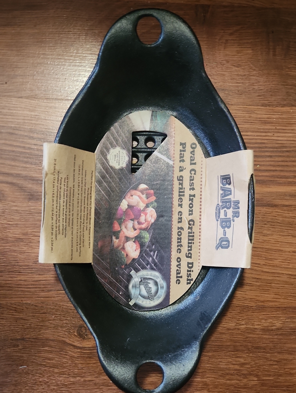 Mr. Bar-B-Q Oval Cast Iron Grilling Dish - New